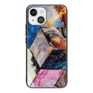For iPhone 13 mini Abstract Marble Pattern Glass Protective Case (HC-A12)