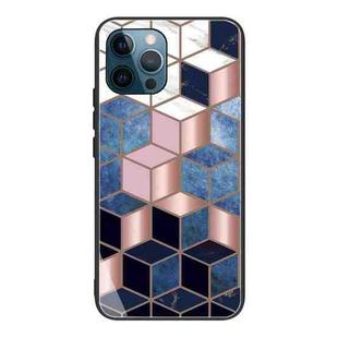 For iPhone 13 Pro Abstract Marble Pattern Glass Protective Case (HC-A3)