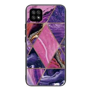 For Samsung Galaxy A22 5G Abstract Marble Pattern Glass Protective Case(HC-A2)