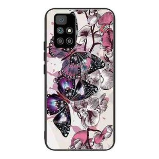 For Xiaomi Redmi 10 Tempered Glass + TPU Border Protective Case(Flowers and Butterflies)