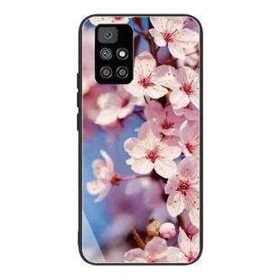 For Xiaomi Redmi 10 Tempered Glass + TPU Border Protective Case(Cherry Blossoms)