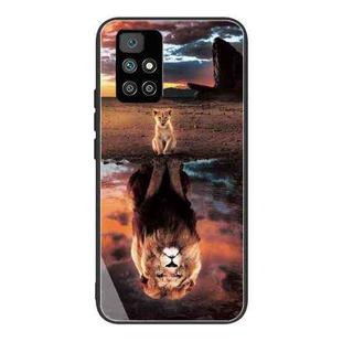 For Xiaomi Redmi 10 Colorful Painted Glass Shockproof Protective Case(Lion)