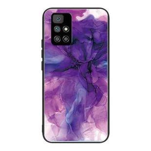 For Xiaomi Redmi 10 Abstract Marble Pattern Glass Protective Case(Abstract Purple)