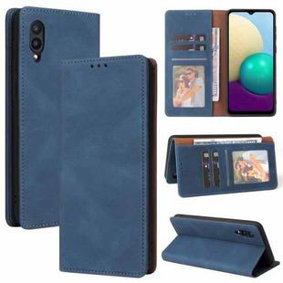 For Samsung Galaxy A02 Simple Suction Closure Horizontal Flip Leather Case with Holder & Card Slot & Wallet(Blue)