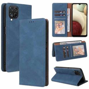 For Samsung Galaxy A12 Simple Suction Closure Horizontal Flip Leather Case with Holder & Card Slot & Wallet(Blue)