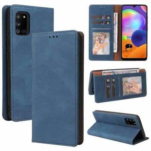 For Samsung Galaxy A31 Simple Suction Closure Horizontal Flip Leather Case with Holder & Card Slot & Wallet(Blue)