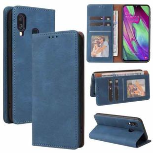For Samsung Galaxy A40 Simple Suction Closure Horizontal Flip Leather Case with Holder & Card Slot & Wallet(Blue)