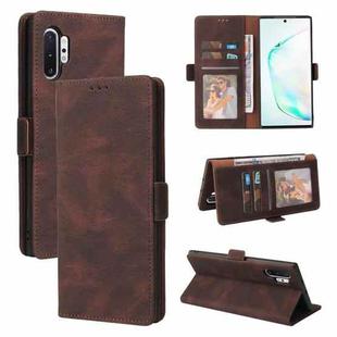 For Samsung Galaxy Note10+ Simple Suction Closure Horizontal Flip Leather Case with Holder & Card Slot & Wallet(Brown)