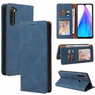 For Xiaomi Redmi Note 8T Simple Suction Closure Horizontal Flip Leather Case with Holder & Card Slot & Wallet(Blue)