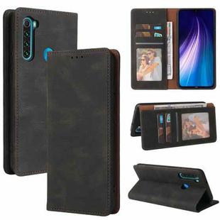 For Xiaomi Redmi Note 8 Simple Suction Closure Horizontal Flip Leather Case with Holder & Card Slot & Wallet(Black)