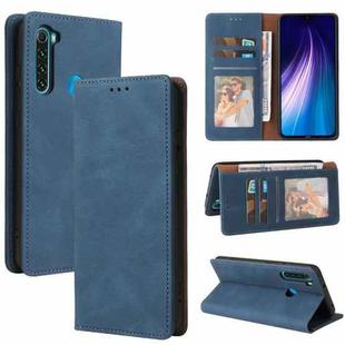 For Xiaomi Redmi Note 8 Simple Suction Closure Horizontal Flip Leather Case with Holder & Card Slot & Wallet(Blue)