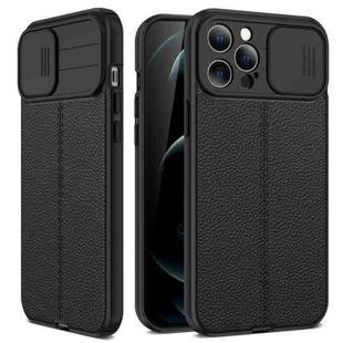 For iPhone 13 Pro Litchi Texture Sliding Camshield TPU Protective Case (Black)