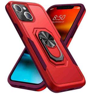 For iPhone 13 Ring Kickstand Heavy Duty Shockproof Phone Case(Red)