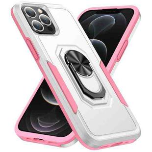 For iPhone 13 Pro Max Ring Kickstand Heavy Duty Shockproof Phone Case (White)