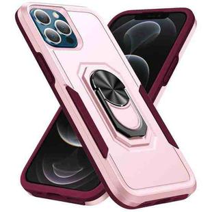 For iPhone 13 Pro Max Ring Kickstand Heavy Duty Shockproof Phone Case (Pink)