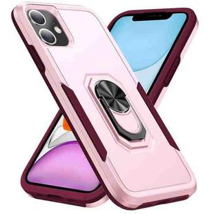 For iPhone 12 mini Ring Kickstand Heavy Duty Shockproof Phone Case (Pink)