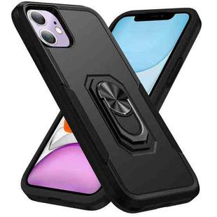 For iPhone 12 mini Ring Kickstand Heavy Duty Shockproof Phone Case (Black)