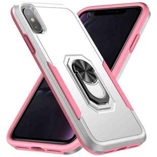 For iPhone X / XS Ring Kickstand Heavy Duty Shockproof Phone Case(White)