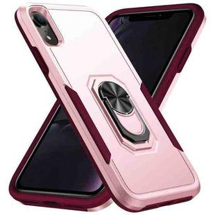 For iPhone XR Ring Kickstand Heavy Duty Shockproof Phone Case(Pink)
