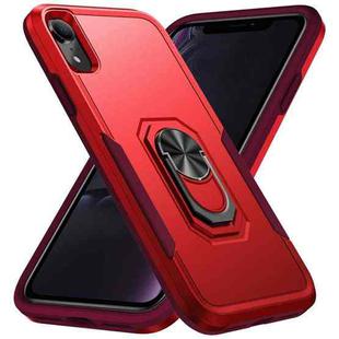 For iPhone XR Ring Kickstand Heavy Duty Shockproof Phone Case(Red)
