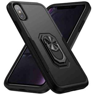 For iPhone XS Max Ring Kickstand Heavy Duty Shockproof Phone Case(Black)