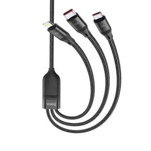 hoco U104 Ultra 3 in 1 6A Fast Charging Data Cable USB to 8 Pin + Micro USB + USB-C / Type-C Cable, Cable Length: 1.2m(Black)