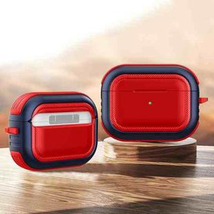 Wireless Earphones Shockproof TPU + PC Protective Case with Carabiner For AirPods Pro(Red+Blue)