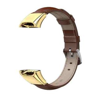 For Huawei Band 4 / Honor Band 5i MIJOBS Cowhide Leather Watch Band(Brown Gold)