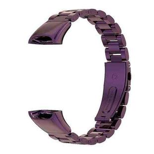 For Huawei Band 4 / Honor Band 5i MIJOBS Three Strains Stainless Steel Watch Band(Purple)