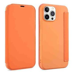 For iPhone 13 mini Skin Feel Horizontal Flip PU Leather Case with Holder & Card Slot (Orange)