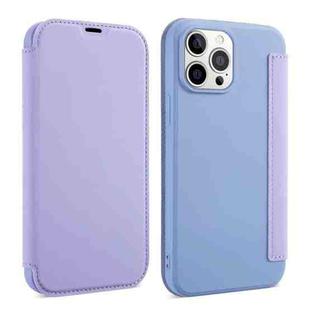 For iPhone 13 mini Skin Feel Horizontal Flip PU Leather Case with Holder & Card Slot (Taro Purple)