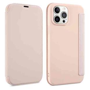 For iPhone 13 Skin Feel Horizontal Flip PU Leather Case with Holder & Card Slot(Pink)