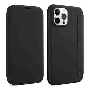 For iPhone 13 Skin Feel Horizontal Flip PU Leather Case with Holder & Card Slot(Black)