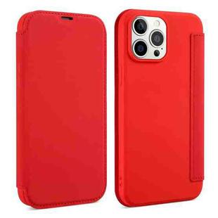 For iPhone 13 Skin Feel Horizontal Flip PU Leather Case with Holder & Card Slot(Red)