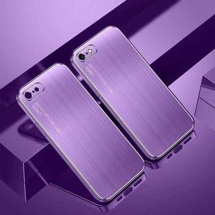For iPhone SE 2022 / SE 2020 / 8 / 7 Cool Sharp Series Aluminum Plate Brushed Lens All-inclusive Protective Case(Roland Purple)
