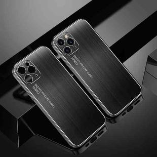 Cool Sharp Series Aluminum Plate Brushed Lens All-inclusive Protective Case For iPhone 11 Pro(Jazz Black)