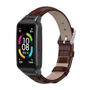 For Huawei Band 6 / Honor Band 6 / 7 MIJOBS Cowhide Leather Watch Band(Bamboo Joint Coffee Black)