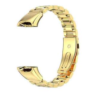 For Huawei Band 6 / Honor Band 6 / 7 MIJOBS Three Strains Stainless Steel Metal Buckle Watch Band(Gold)