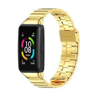 For Huawei Band 6 / Honor Band 6 / 7 MIJOBS Bamboo Joint Stainless Steel Metal Buckle Watch Band(Gold)