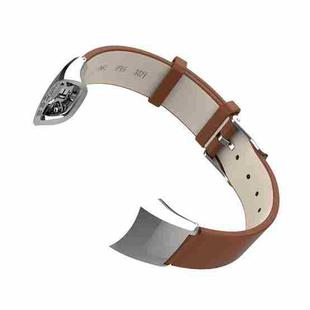 For Honor Band 4 / 5 MIJOBS Cowhide Leather Watch Band(Silver Brown)