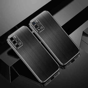 For OPPO A93s Cool Sharp Series Aluminum Plate Brushed Lens All-inclusive Protective Case(Jazz Black)