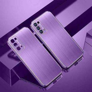 For OPPO Reno5 Cool Sharp Series Aluminum Plate Brushed Lens All-inclusive Protective Case(Roland Purple)