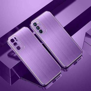 For OPPO Reno6 Cool Sharp Series Aluminum Plate Brushed Lens All-inclusive Protective Case(Roland Purple)