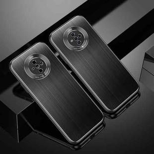 For vivo S6 5G Cool Sharp Series Aluminum Plate Brushed Lens All-inclusive Protective Case(Jazz Black)