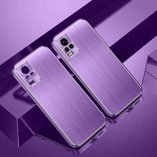 For vivo S7 Cool Sharp Series Aluminum Plate Brushed Lens All-inclusive Protective Case(Roland Purple)