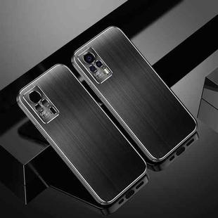 For vivo S9e Cool Sharp Series Aluminum Plate Brushed Lens All-inclusive Protective Case(Jazz Black)