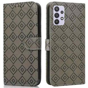 For Samsung Galaxy A32 5G Embossed Big Small Concentric Squares Pattern Horizontal Flip Leather Case with Card Slot & Holder & Wallet(Grey)