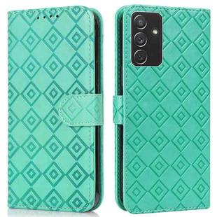 For Samsung Galaxy A82 5G Embossed Big Small Concentric Squares Pattern Horizontal Flip Leather Case with Card Slot & Holder & Wallet(Green)