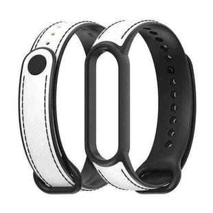 For Xiaomi Mi Band 5/6/7 MIJOBS TPU + Leather Watch Band(White+Black)