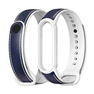 For Xiaomi Mi Band 5/6/7 MIJOBS TPU + Leather Watch Band(Blue+White)